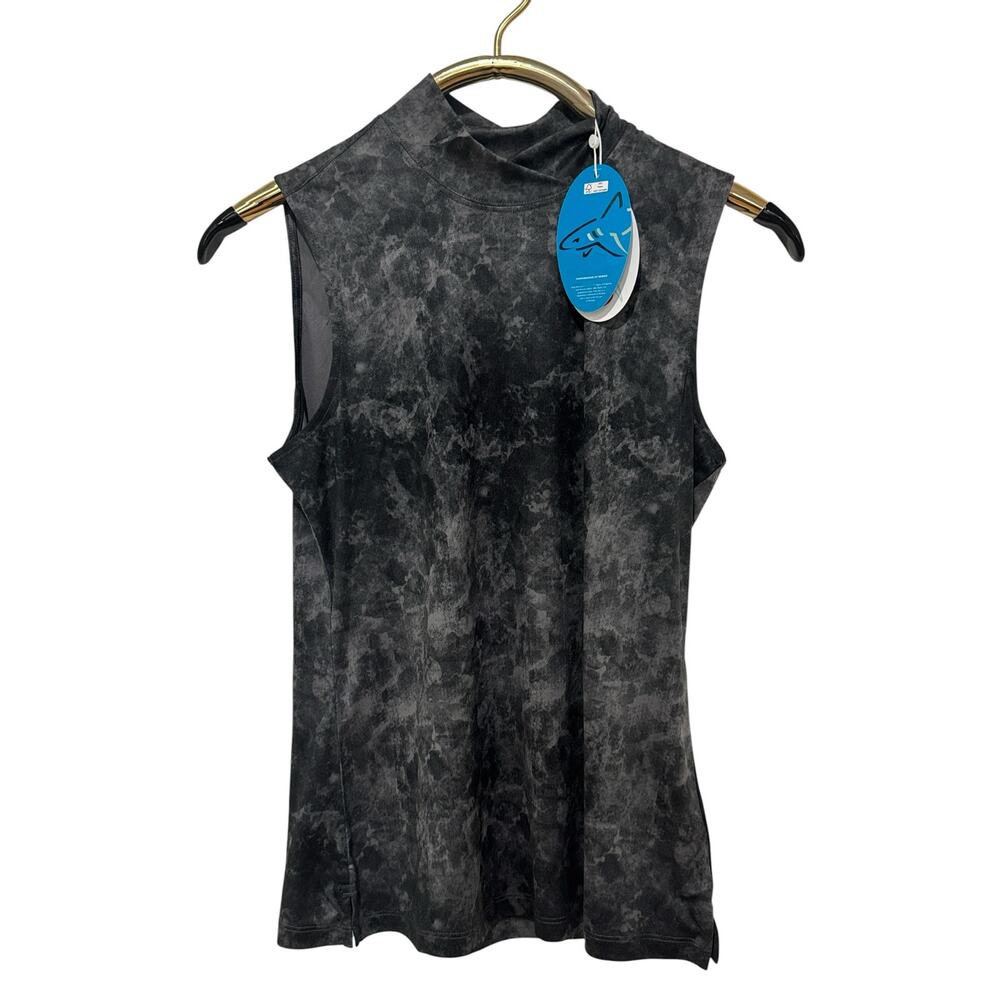 NWT Greg Norman Emma Gray Ethereal Print Mock Golf Tank Top M